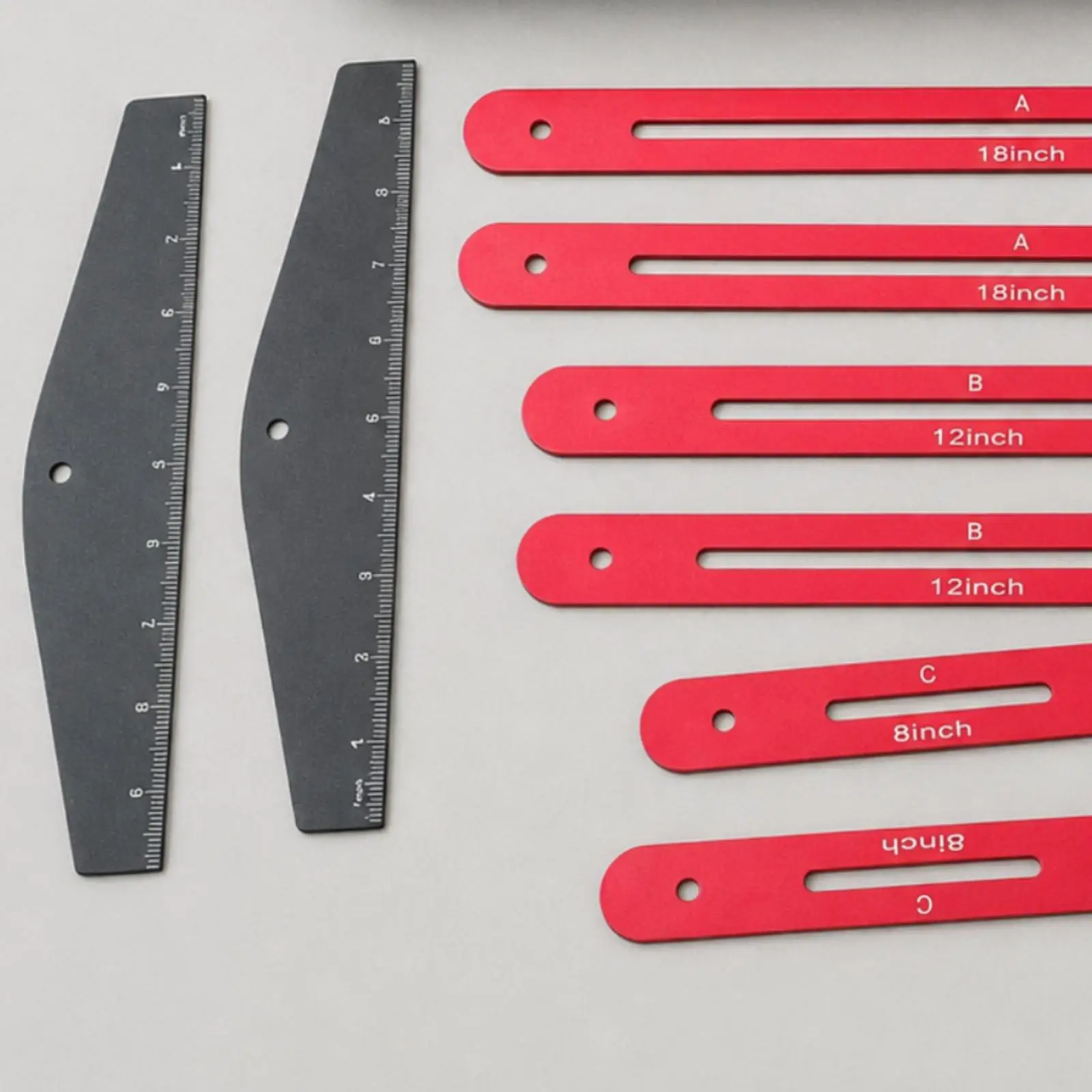 Angle Measuring Ruler for Stair Layout Red Slotted Track Design 8 12 16 Inch Marks with Locking Screws Portable Tool