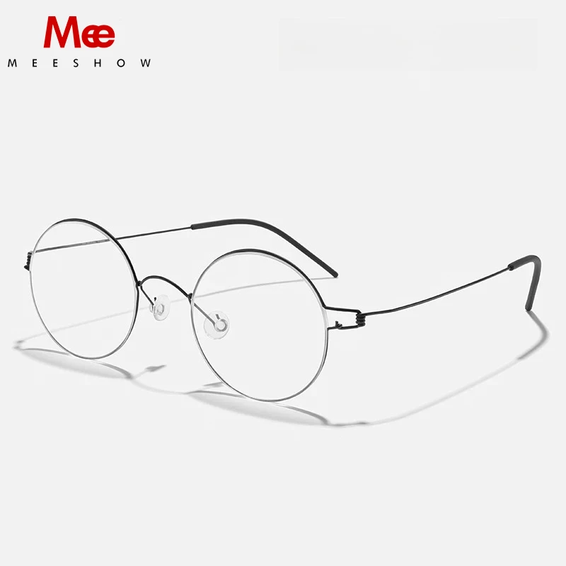 

MEESHOW корейские очки в оправе для мужчин, титановые чистые женские круглые оптические очки для близорукости, ультра легкие оптические очки 8916