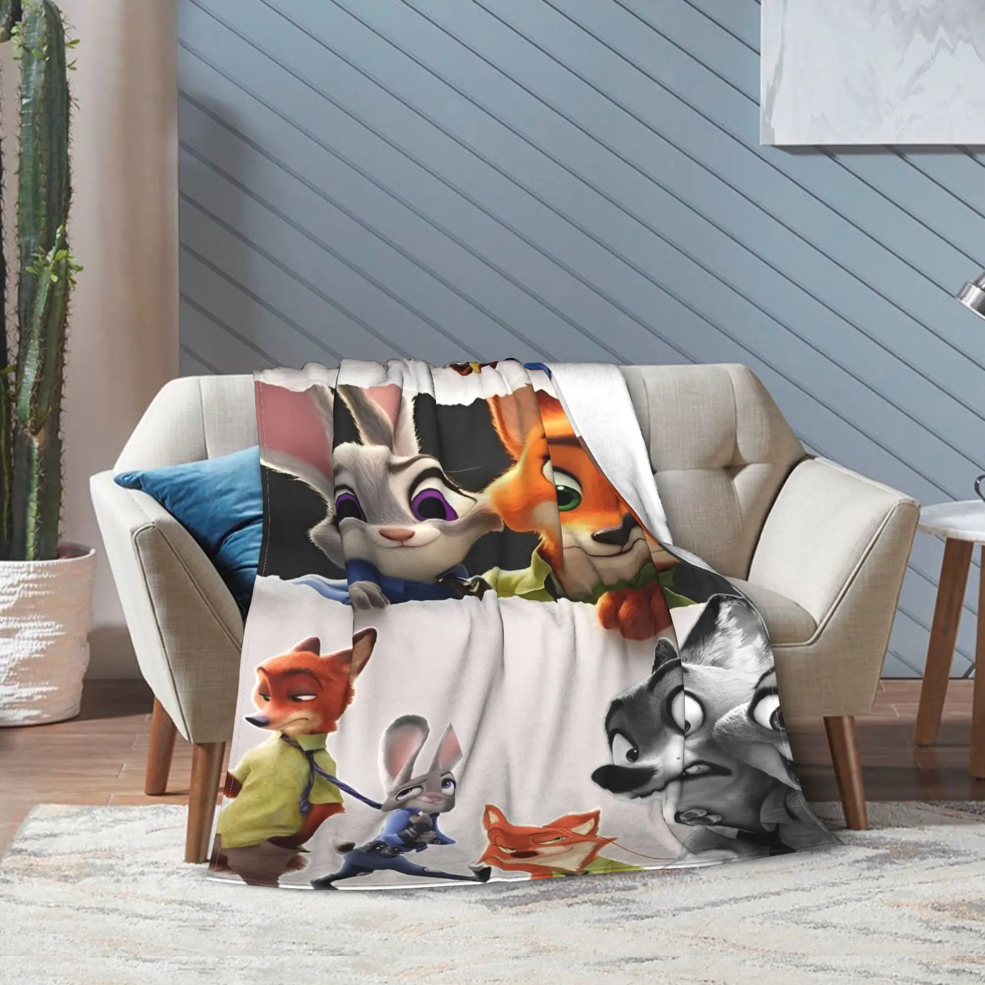 

Zootopia Knitted Blanket Fleece Judy Hopps Nick Wilde Ultra-Soft Throw Blankets for Home Couch Bedspread