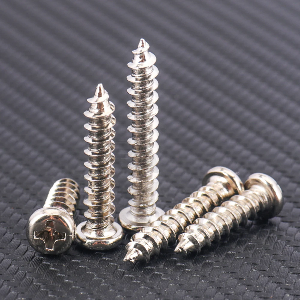 50/100/200Pcs Phillips Self-tapping Screw M1 M1.2 M1.4 M1.7 M2 M2.3 M2.6 M3 Nickel Plating Cross Round Pan Head Screw Bolts