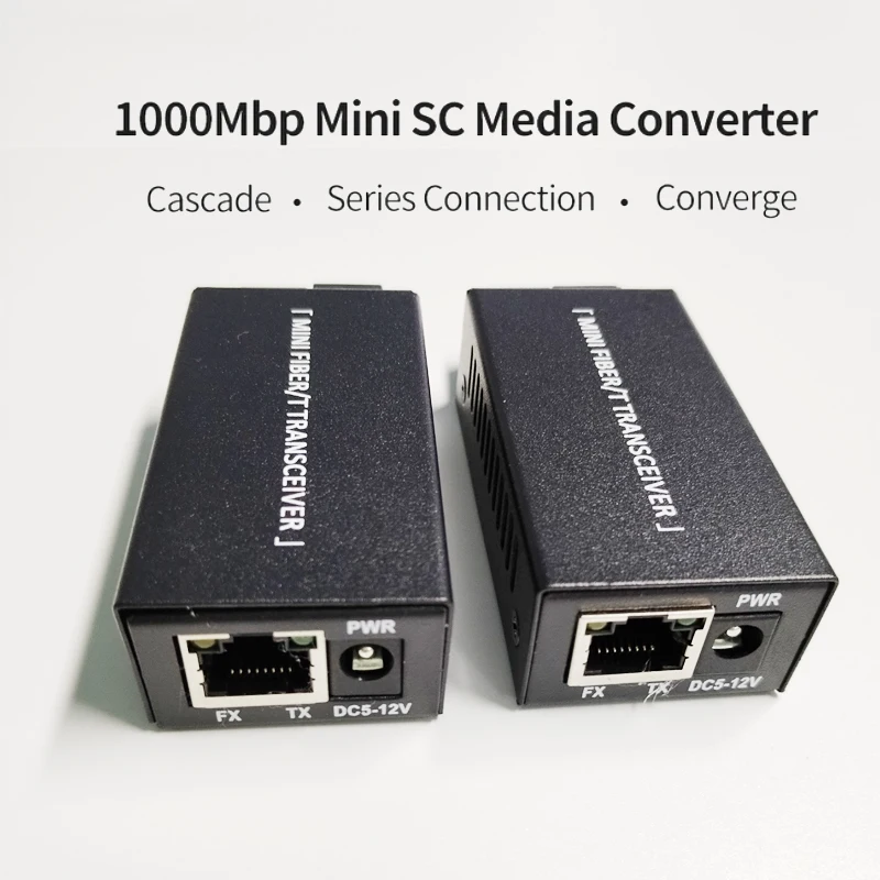 

1 Pair 10/100M Mini Switch Fiber Ethernet Media Converter fibra Optic 20KM A/B SC SingleMode Single Fiber Optical Transceiver