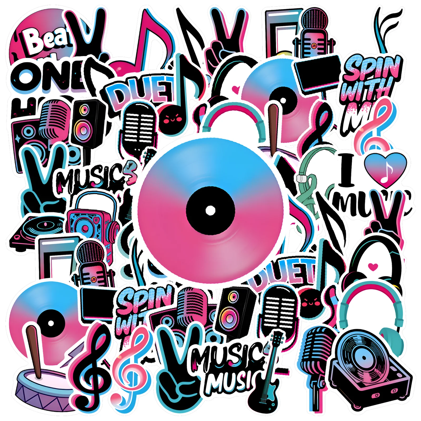 

35 шт.-50 шт., забавные наклейки для заметок, мультяшные наклейки для музыкальных инструментов, наклейки для наушников для ноутбука, мотоцикла, багажа, телефона, сделай сам