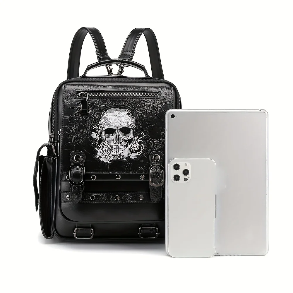 New bag for women, big capacity for women, backpack for women, skull head embroidery, portable backpack, computer bag