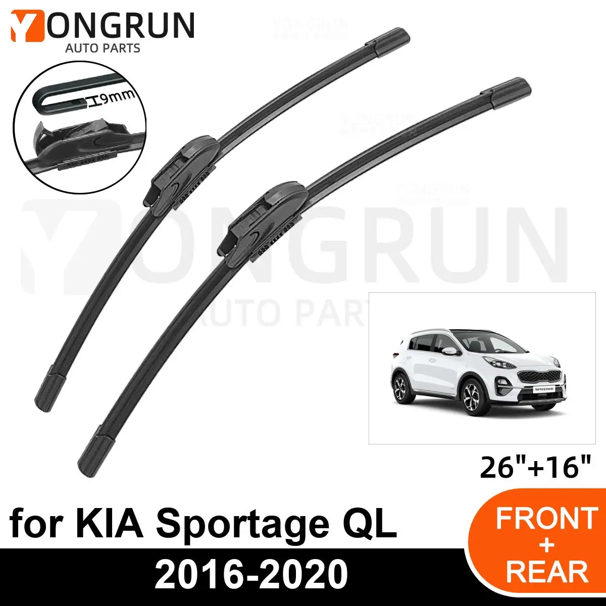 

Car Front Windshield Wipers For KIA Sportage QL 2016-2020 Wiper Blade Rubber 26"+16" Car Windshield Windscreen Accessories