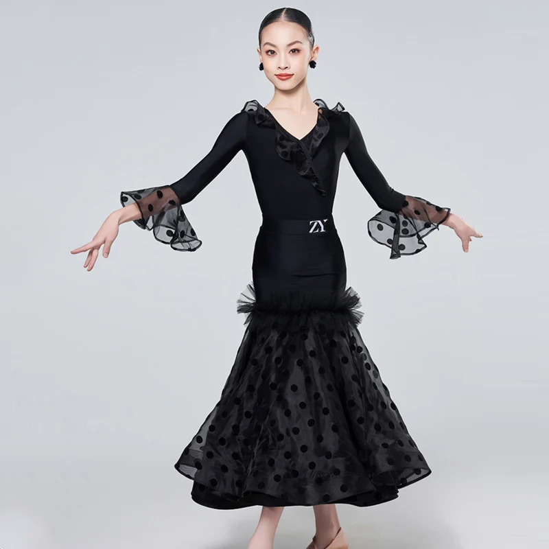 Abiti professionali per balli da sala per bambini Valzer per ragazze Abiti da ballo moderni Costumi per spettacoli di danza latina SL11994