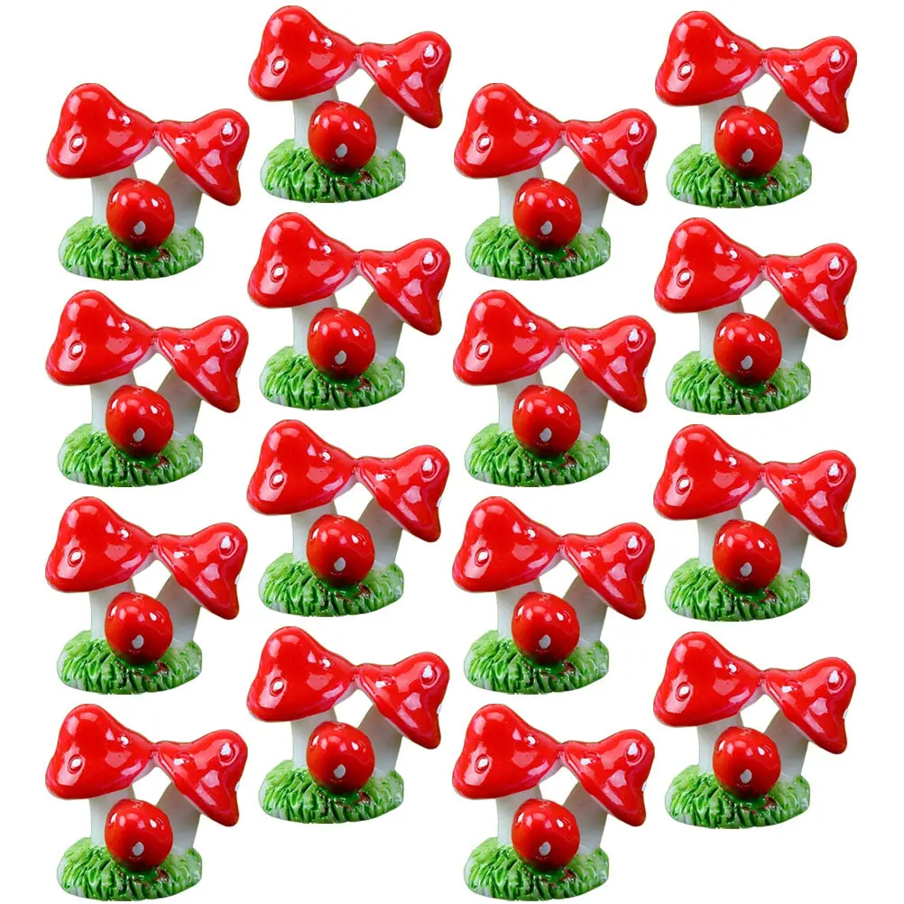 20Pcs Mini Mushroom Ornaments Resin Miniature Mushrooms for Garden Bonsai Desktop Home Decoration Creative Gift Option