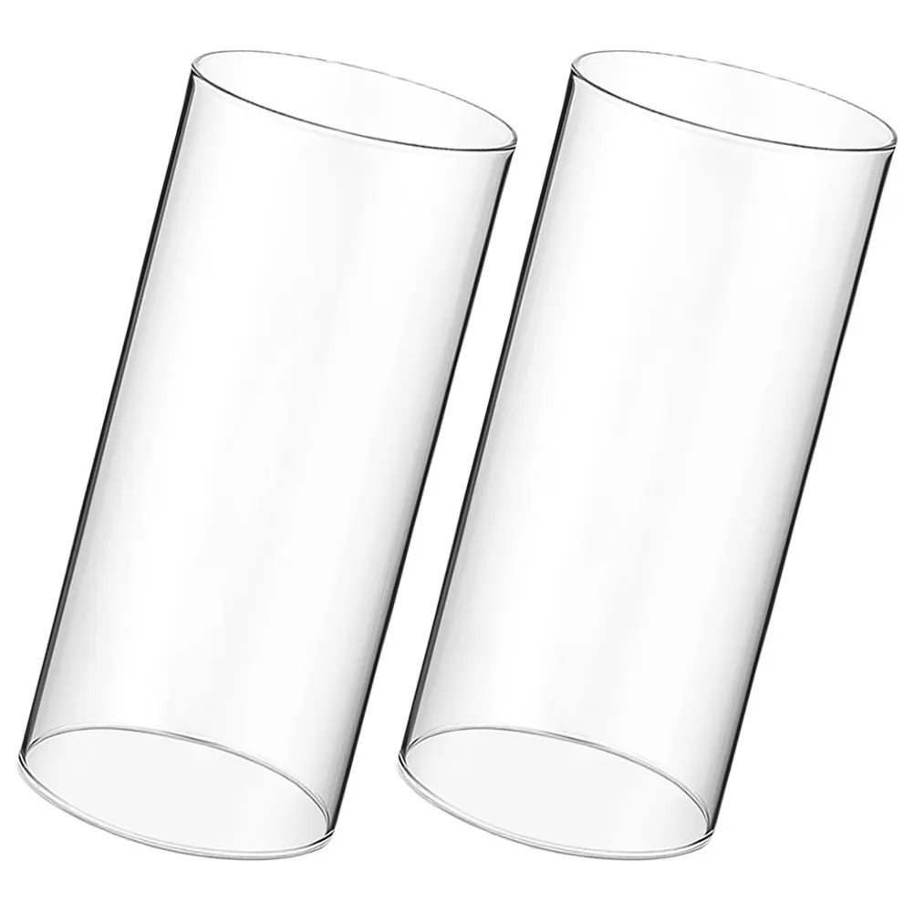 

2Pcs Transparent Glass Shades Windproof Holder Sleeve 6x15cm Easy Fit High Clarity Flame Brightness Desktop Cover