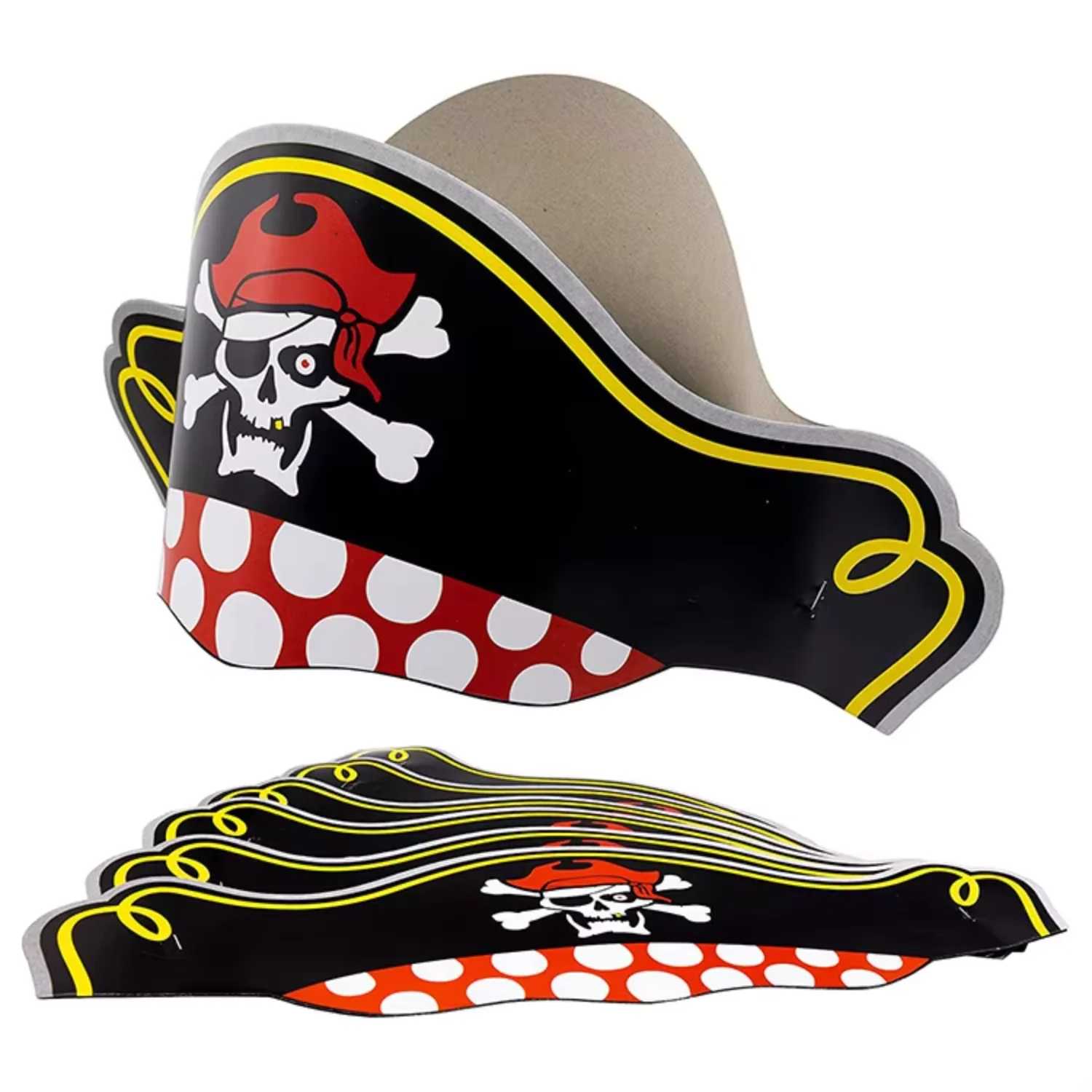 2024  Decoration Halloween Children Adult Bar Birthday  Paper Pirate Themed Toddler Paper Hat Eye Mask