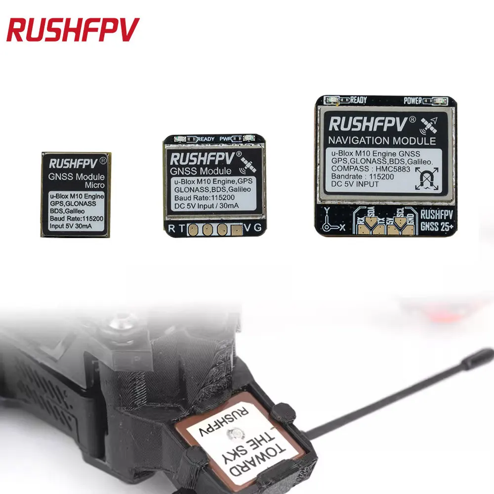 

RUSHFPV UBX M10 GNSS Module Pro Micro Mini For RC FPV Drones 10Hz GPS GLONASS BDS Galileo Navigation Built-in Ceramic Antenna