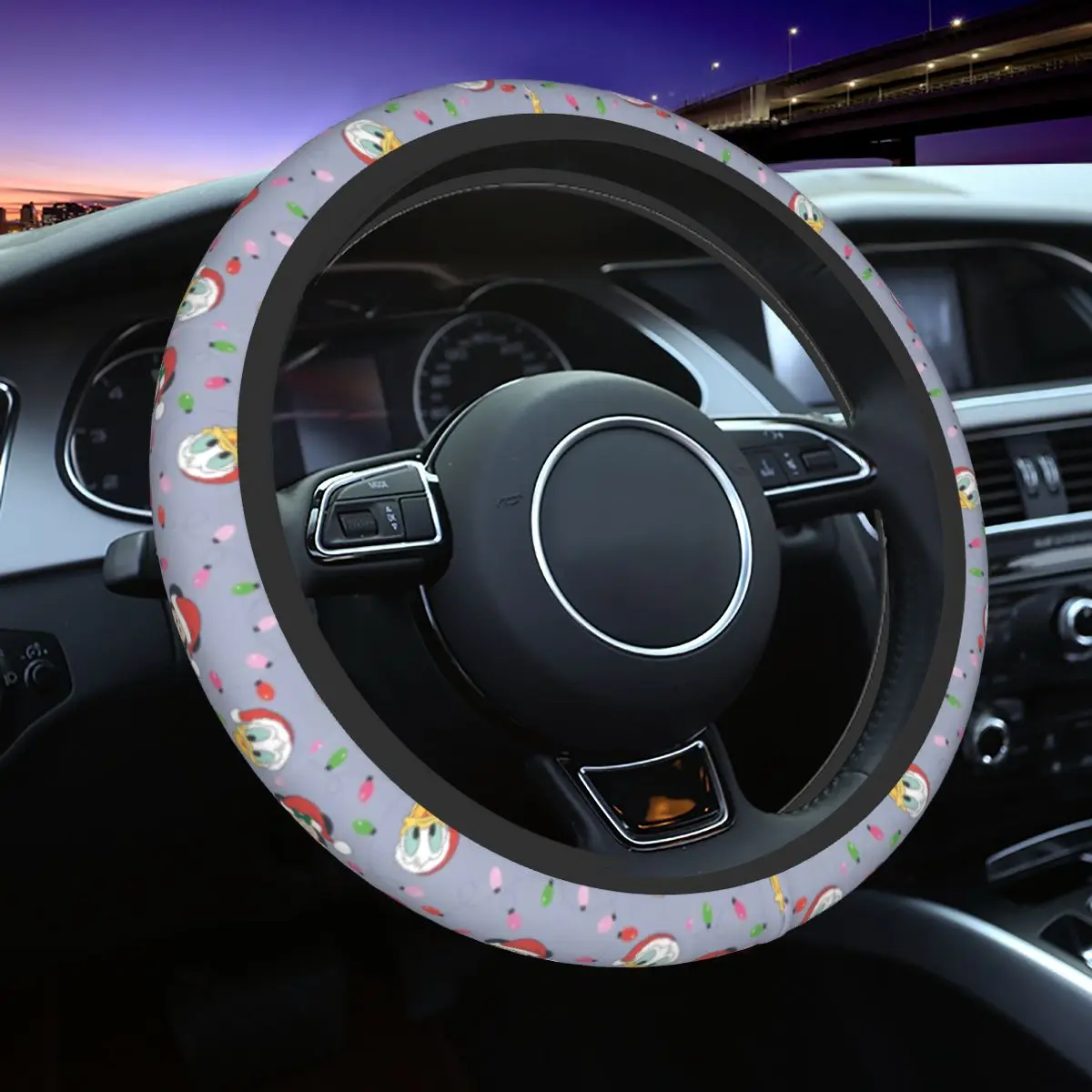 

37-38 Car Steering Wheel Cover Fairy Lights Mickey And Friends Elastic Xmas Auto Decoration Fashion Steering-Wheel Accessories
