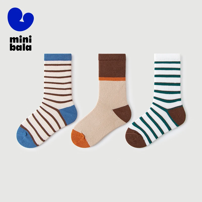 

Мини Bala осенне-зимние детские хлопковые эластичные дышащие носки до середины икры с бактерий, детские уличные носки, 3 шт.