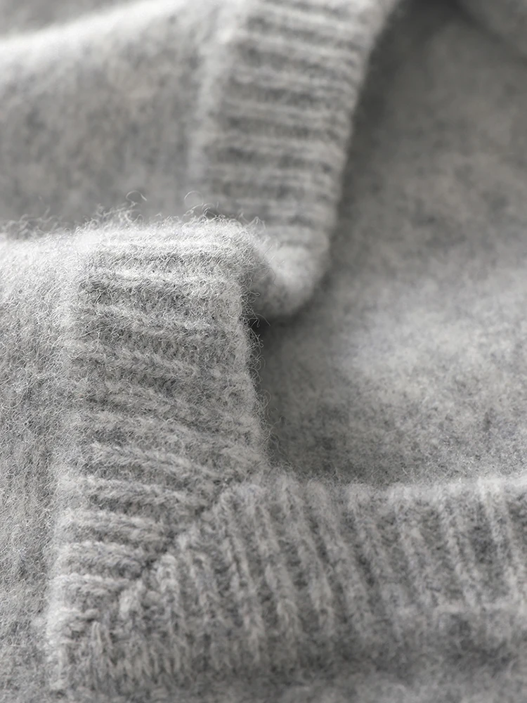 

Thiened Heavyweight 00 Wool V-Ne Knitted Sweater Double Strand Seven Needle Men's Warm Base Layer Camere Sweater