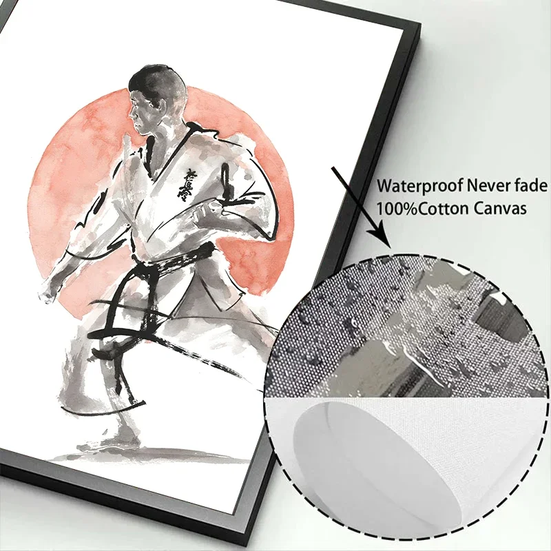 Japanese Black Shotokan Samurai Karate Art Ink Canvas Painting Minimalist Posters and Prints Wall Pictures for Living Room Decor - Image 6