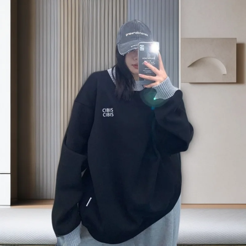 

Утепленная толстовка Laid-ba оверсайз с капюшоном, большой размер, 300 Pou, ретро-корейская версия, с длинными рукавами