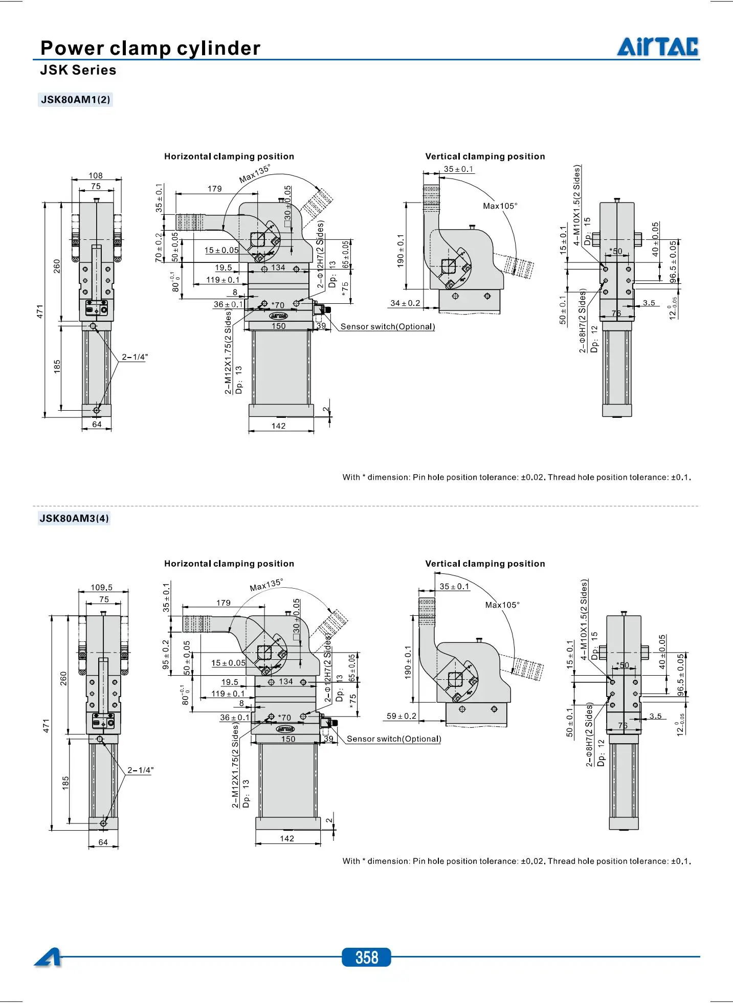 Airtac JSK-Serie Schweißspezial-Klemmvorrichtung Kompletter Kleiner Pneumatikzylinder JSK40/50/63/80 mit Einstellbarem Winkel – Detail 13