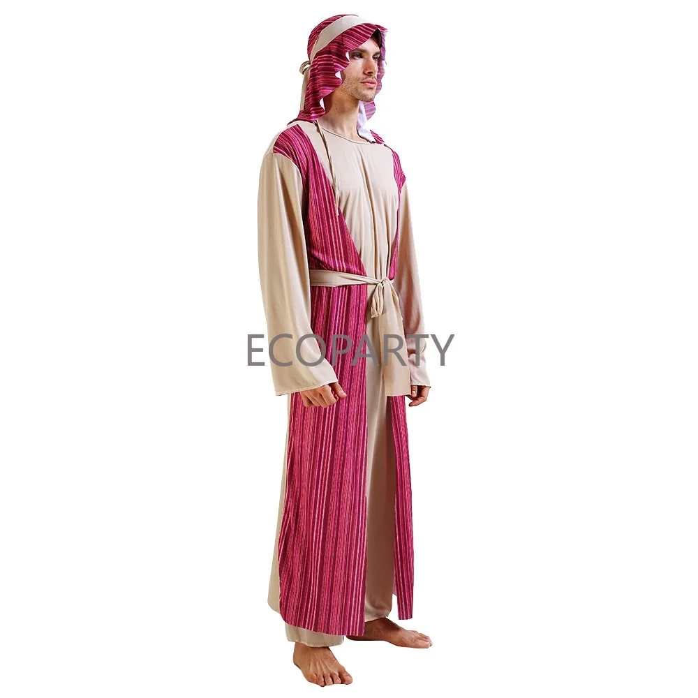 Halloweenowy męski Cosplay dubajski strój strój karnawałowy dla mężczyzny arabski książę kostium na Halloween abaya muślin