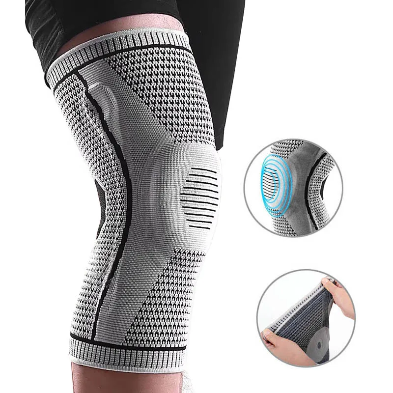 1Pcs Silicone Knee Compression Sleeve Knee Brace Support For Men Women Running Basketball Weightlifting Gym Workout Sports