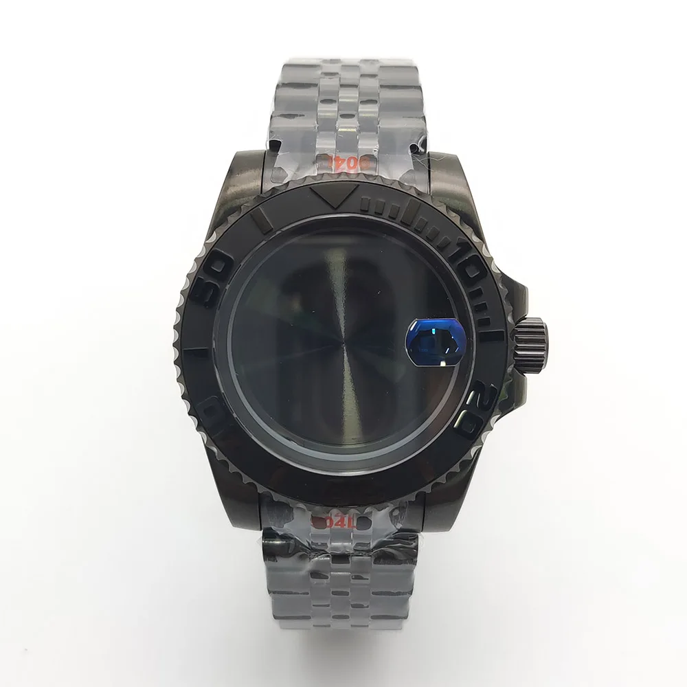 

PVD Black 40mm NH35 Watch Case+Strap Stainless Steel case strap components fit NH35/36 8215 Movements