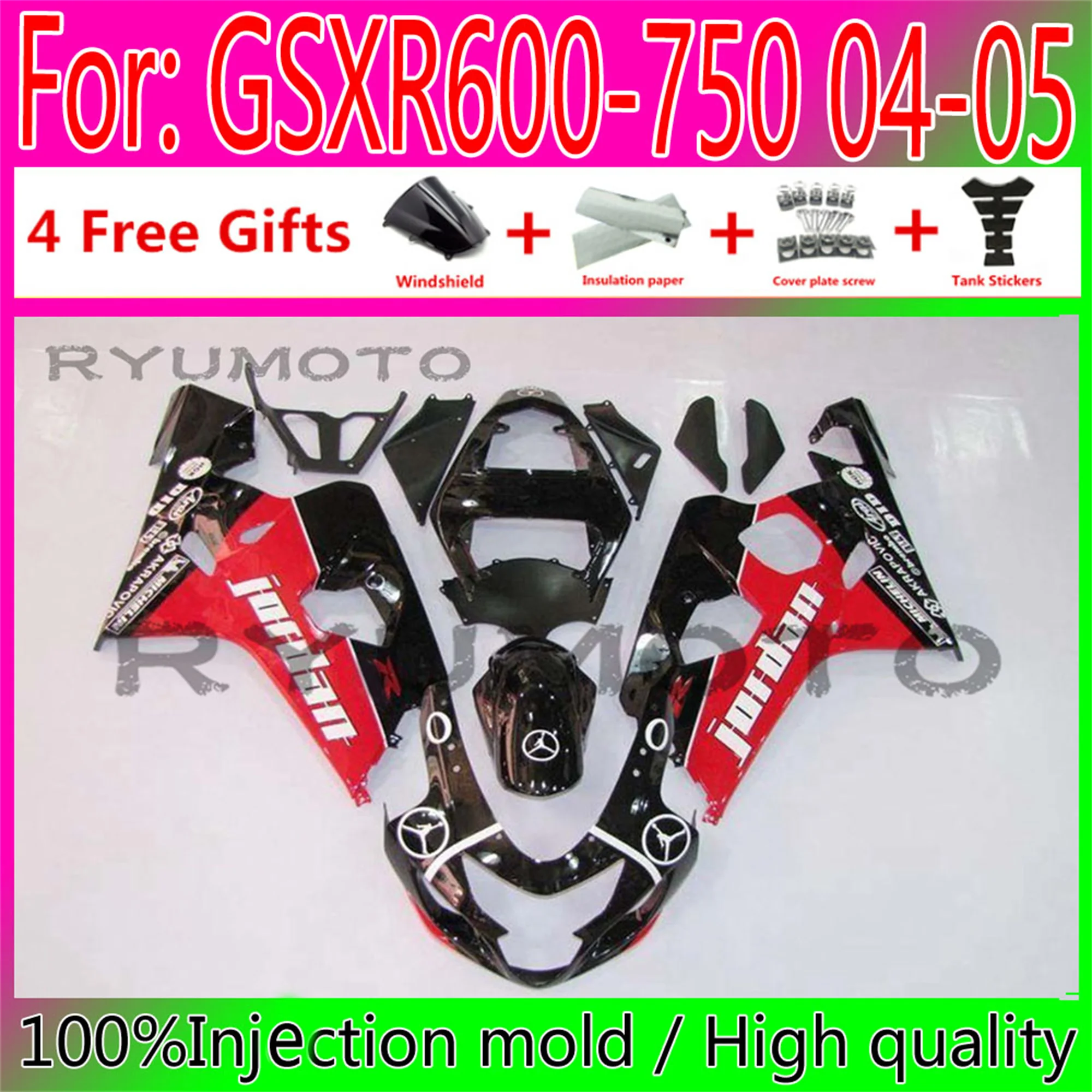 

New ABS Motorcycle Injection Mold Fairing For Suzuki GSXR600 GSXR750 GSXR 600 750 K4 2004 2005 04 05 Fairings