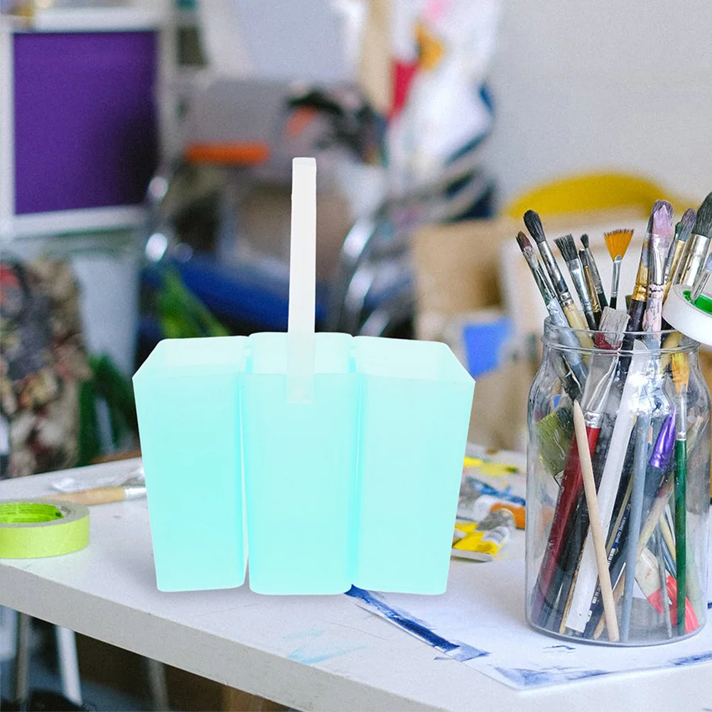 2pcs Wash Brush Bucket 3-In-1 Detachable Paint Brush Cleaner For Acrylic Watercolor Oil Painting Supplies Holder Rinse Cup Tool