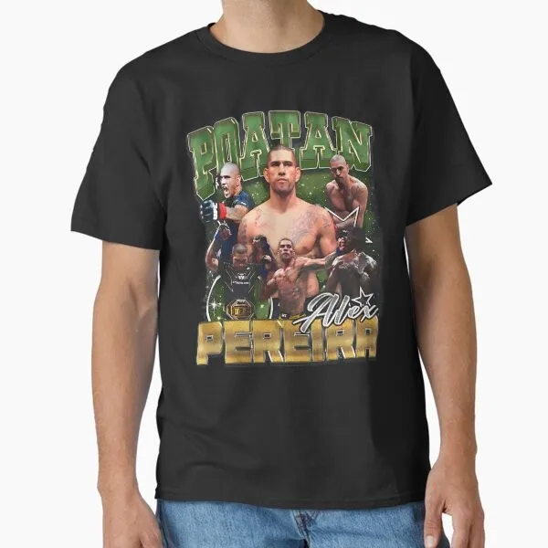 

Fighting Champion Alex Poatan Pereira Classic T-Shirt Vintage Round Neck Cotton Streetwear Tees Short Sleeve