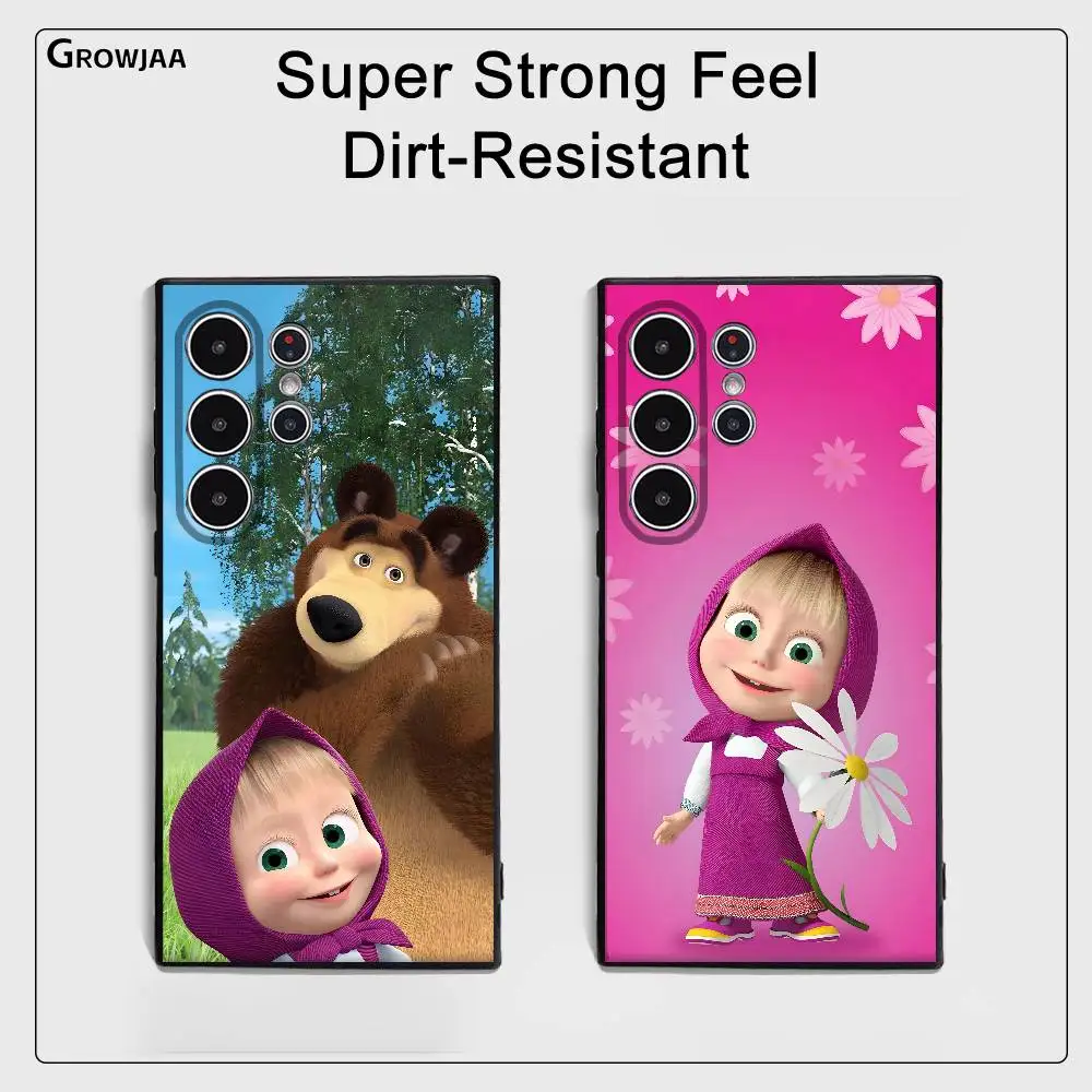 Coque de téléphone dessin animé m-asha et l'ours, étui souple givré pour Samsung Galaxy S25 S24 S22 S23 Ultra S21 S20 Plus