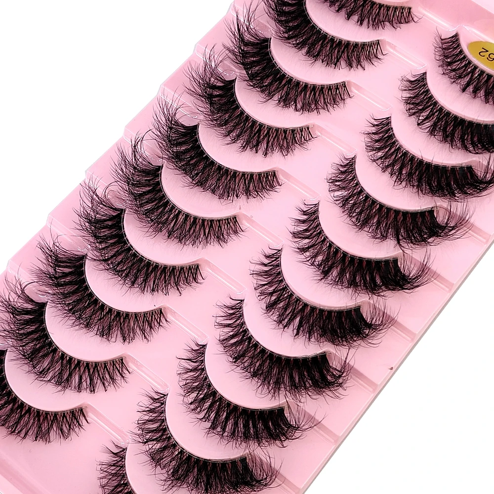 New 10 pairs 3D Mink Eyelashes Invisible Band Lashes Extension Natural False Eyelashes Cross Fairy Faux Big Eye Long Fake Lashes