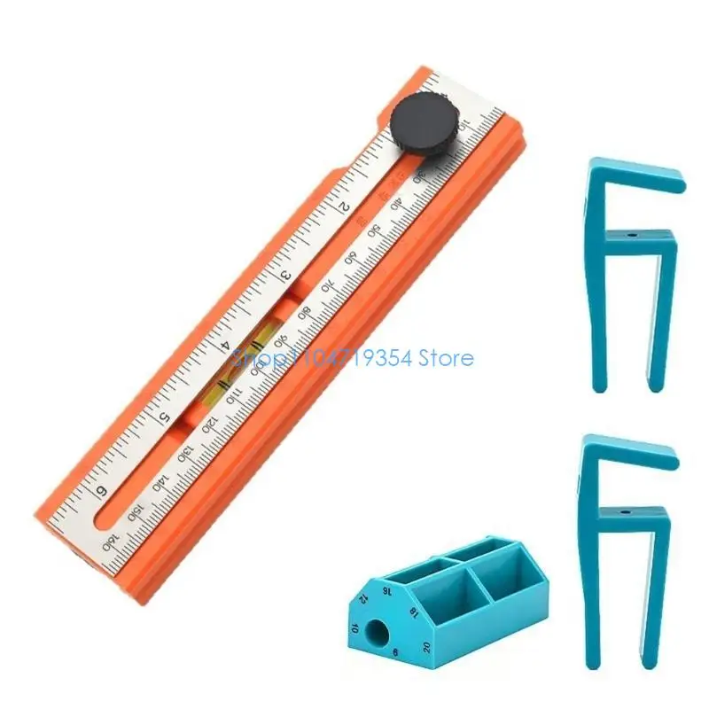 0XLD Adjustable Multifunctional Ruler Woodworking Protractor Level Measure Tool With Depth Gauge Accessories