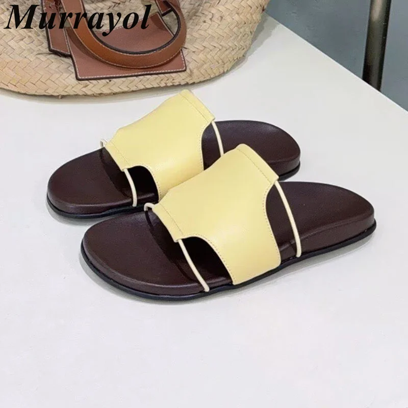 

Slippers Flat Thick Bottom Slippers Women Real Leather Open Toe Lazy Sandalias Mujer Ladies Summer Outdoor Vacation Shoes 2026
