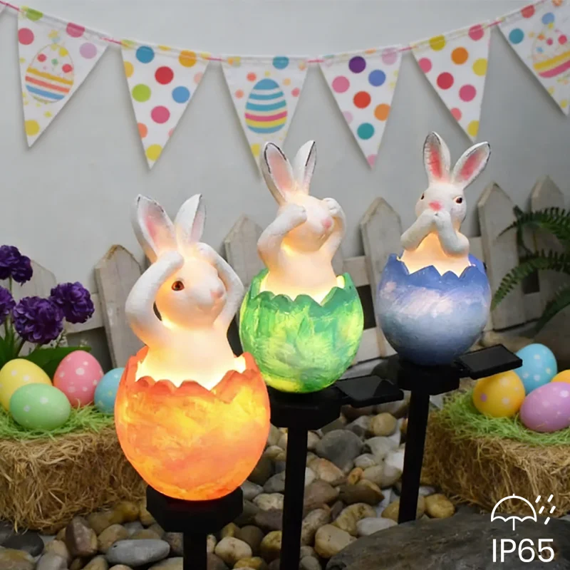 

Декоративный светильник в виде мультяшного кролика, солнечный садовый светильник-зайчик для улицы, газона, двора, ландшафтного освещения