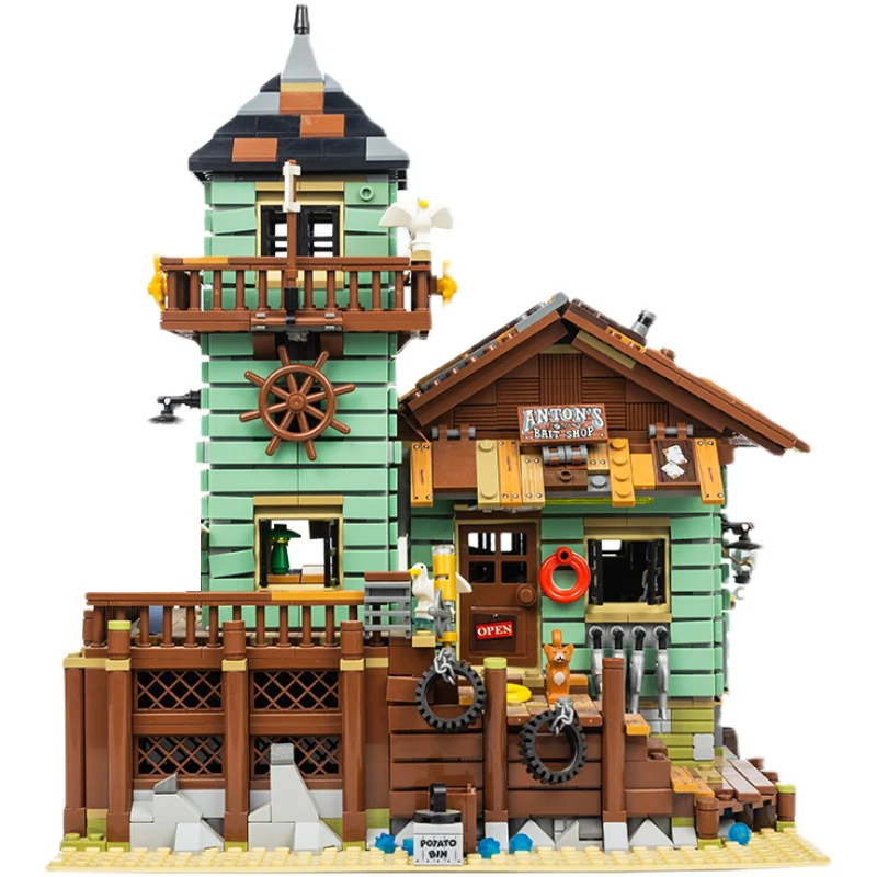 21310MOC Old Fishing House Street View City House Architecture Boys and Girls Series Assembled Adult High Tech Building Toys