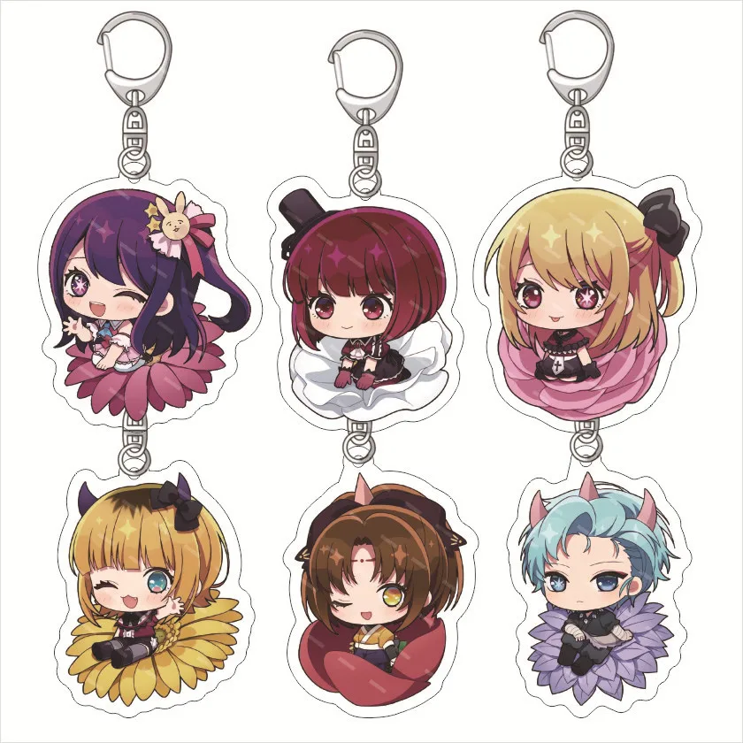 6CM Anime Oshi No Ko Q Version Character Keychain Ai Hoshino Pendant Cosplay Accessories Ruby Hoshino Kana Arima AcrylicKeyChain