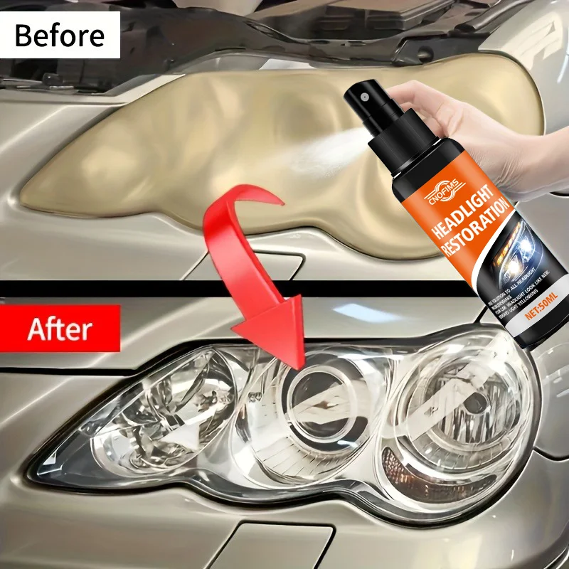 Professional Car Headlight Restoration Agent - Removes Yellowing, Oxidation, and Haze - Lens Polishing and Grinding Material - E