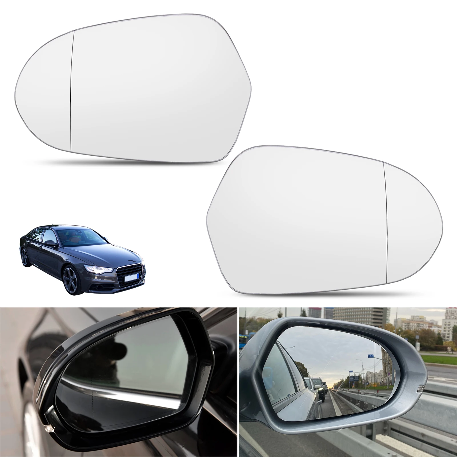 Side Mirror Glass For Audi A6 C7 C7.5 S6 4G 2012 2013 2014 2015 2016-2018 Rear View Rearview  Side View Mirror Wide Angle Convex