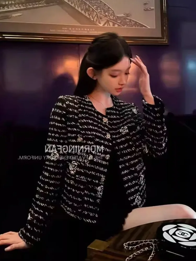 Giacche di tweed con piccola fragranza di lusso francese di alta qualità per le donne Moda casual Fried Street Cappotti corti Capispalla vintage