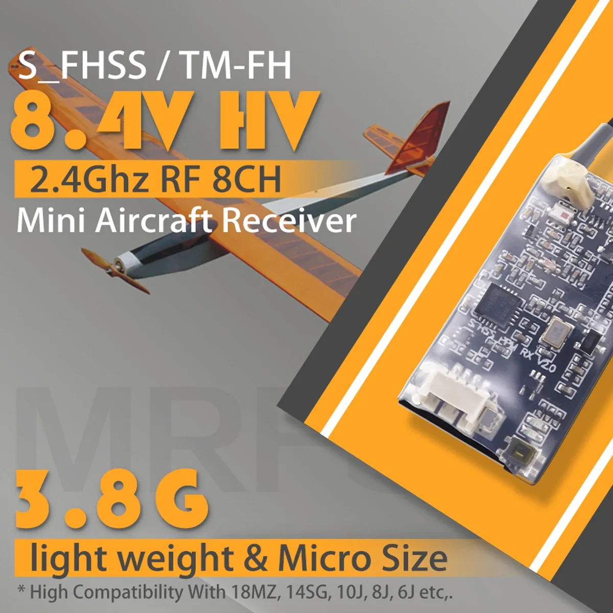 

AGFRC MRFS03 2,4G 8-канальный фотоприемник с выходом SBUS PPM для Futaba 18MZ, 14SG 10J 8J 6J фоторадиочастотный модуль с дистанционным управлением