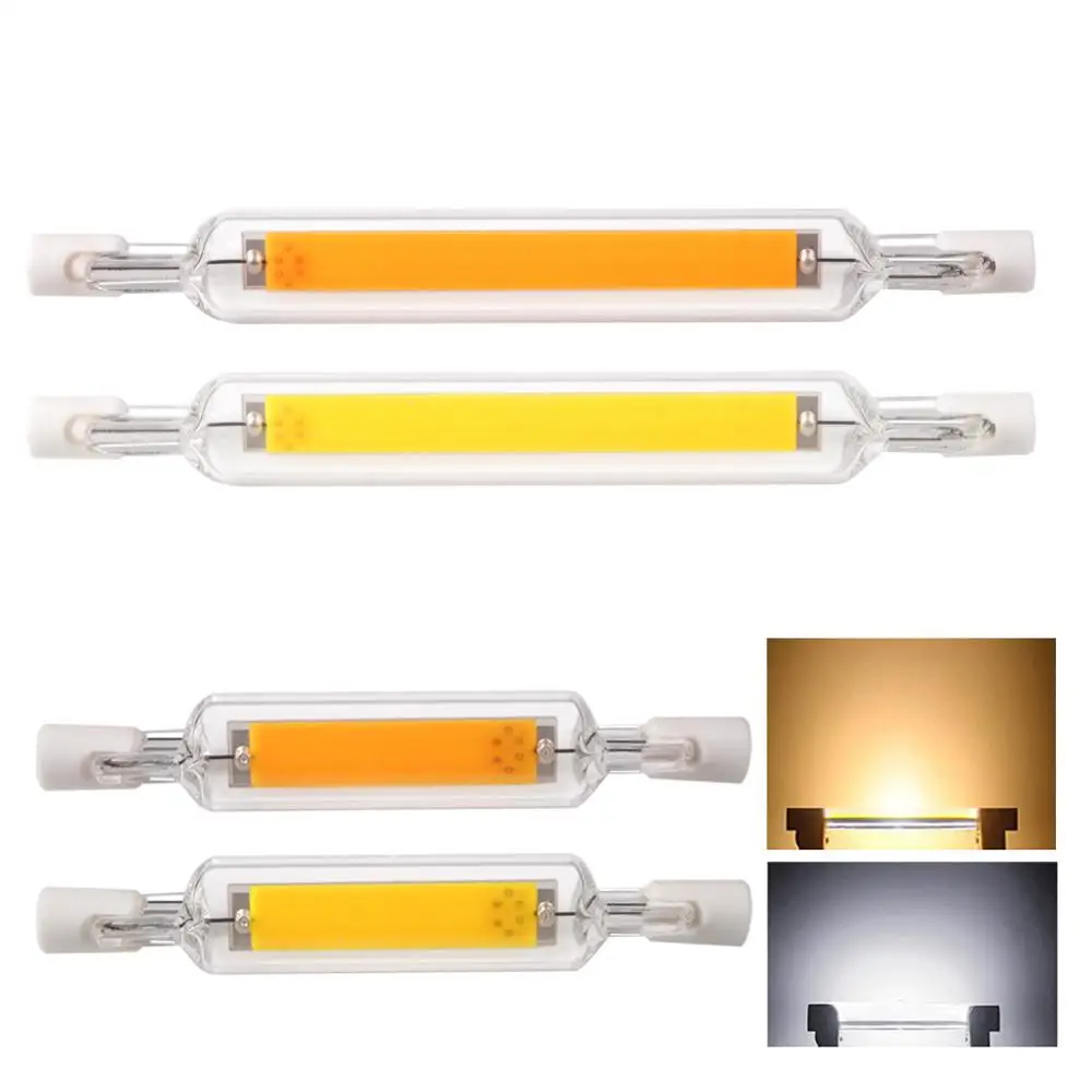 Dimmable Mini R7S COB LED Lamp Bulb Glass Tube for Replace Halogen Light Spot Light 78mm 118mm AC 110V 220V 5W 10W Energy Saving