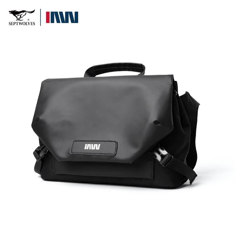 Septwolves PVC Leather Shoulder Bag Waterproof Men Messenger Bag With Anti-theft zipper Pocket, Shock-Proof 11 Ipad Compartment