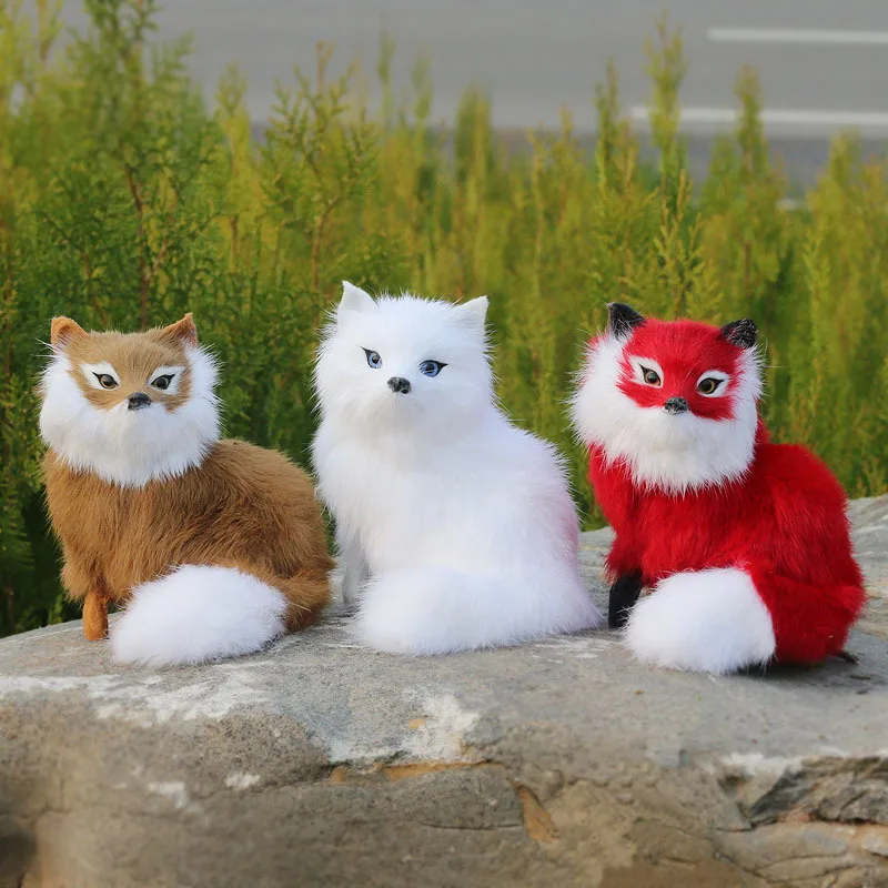 Simulation Animal squatting Fox Model Plastic&furs Fox Craft Home Desk Decoration scene window Ornaments Toy Gift d7055