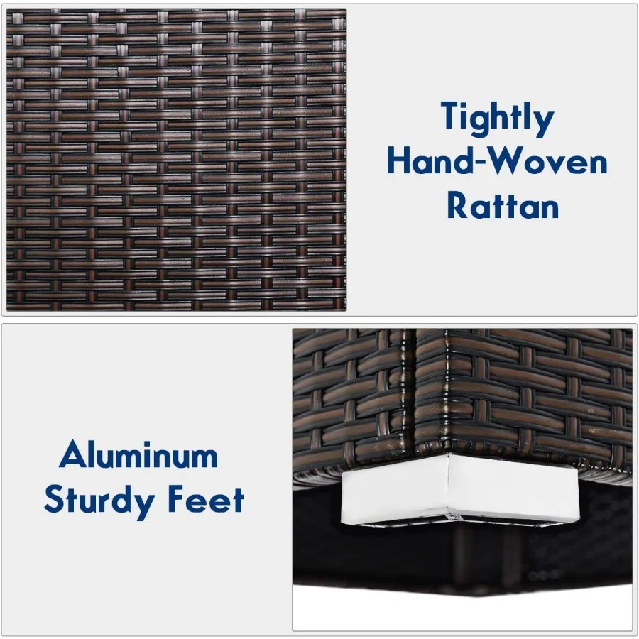 أريكة الروطان بدون ذراع مكونة من قطعتين مع وسائد قابلة للإزالة وإطار فولاذي شديد التحمل - محادثة مقطعية للفناء الخارجي Se #6