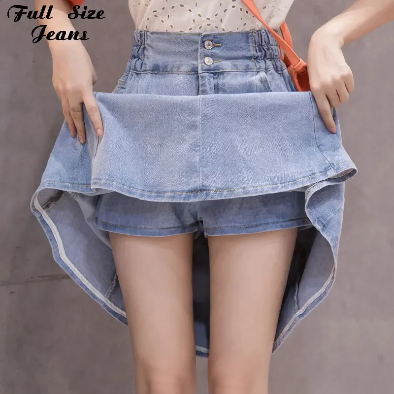 

Korea Chi Feminino Y2K Shorts Jeans Skorts 90'S Summer High Waist Pleated Inside Skirts Light Blue Short Denim Skirt Black Girl