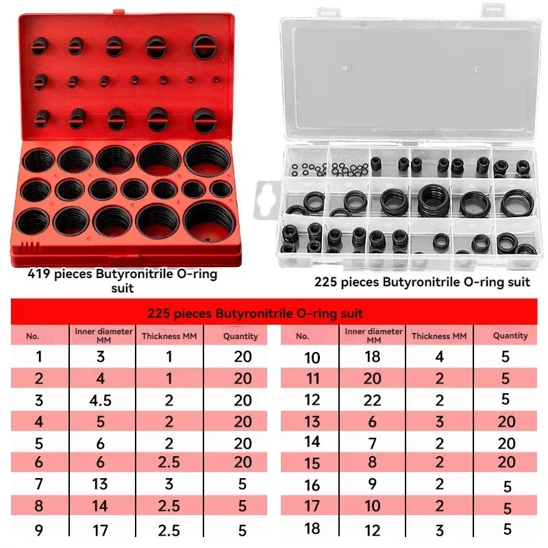 

Upgrade O-ring Repair Box Sealing Ring Oil And Heat Resistant Rubber Auto Repair Household Set