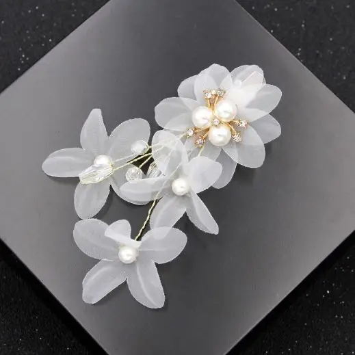 Bridal Wedding Handmade White Fabric Flower Hairpins For Women Girls Floral Hair Accessories Beauty Female Hair Clips Hairgirps