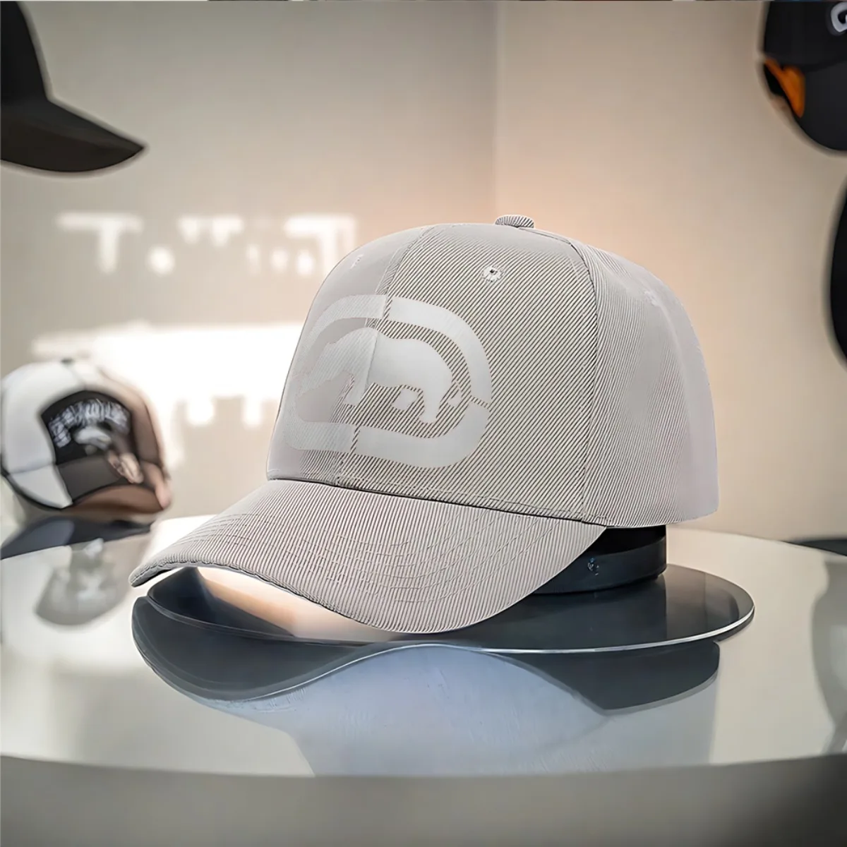 [1шт ECKO UNLTD. Бейсболка] ECKO UNLTD. 1 шт. Винтажная бейсболка — регулируемая шляпа дальнобойщика, полиэстер, черно-белый дизайн,