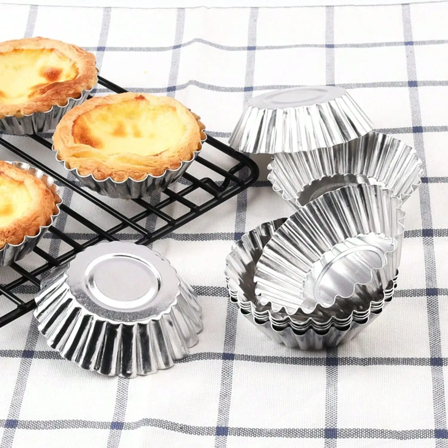 6 Pcs - 12 Pcs Egg Tart Mold, Non-Stick Pan Carbon Steel Cake Molds, Mini Pie Mould, for Pies, Chinese Egg Tart, Cakes