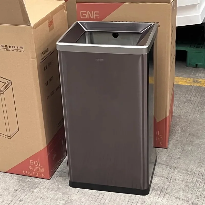 #Stainless Steel Trash Can - 20L/40L/50L Massive Capacity for Corridors, Toilets and Home Use, Square Lidless Design
