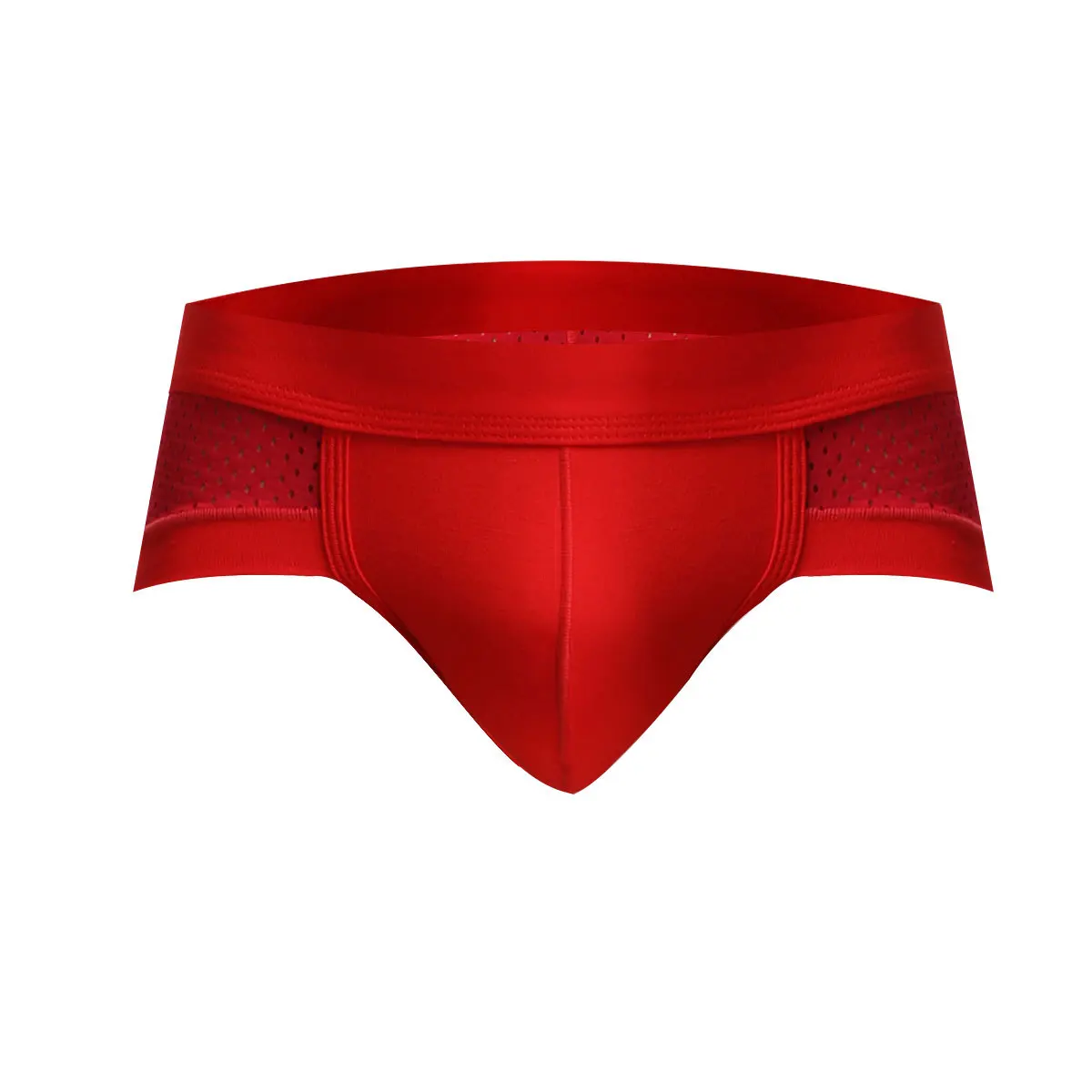 Mesh breathable briefs for boys low waist sexy comfortable large size shorts with red slits