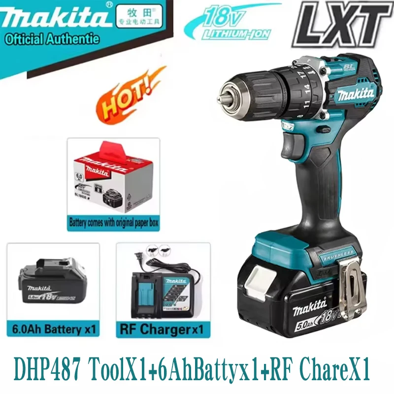 

NEW Original Makita DHP487 Cordless impact screwdriver drill Brushless Electric Impact Screwdriver 18V Rechargeable Power To