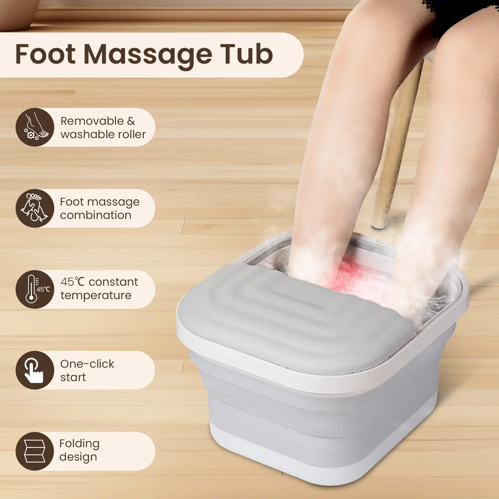 

Foldable Pedicure Foot Bath Bucket Heated Rollors Feet Care Spa Massager Kneading Foot Washing Health Care Foot Bath Bucket
