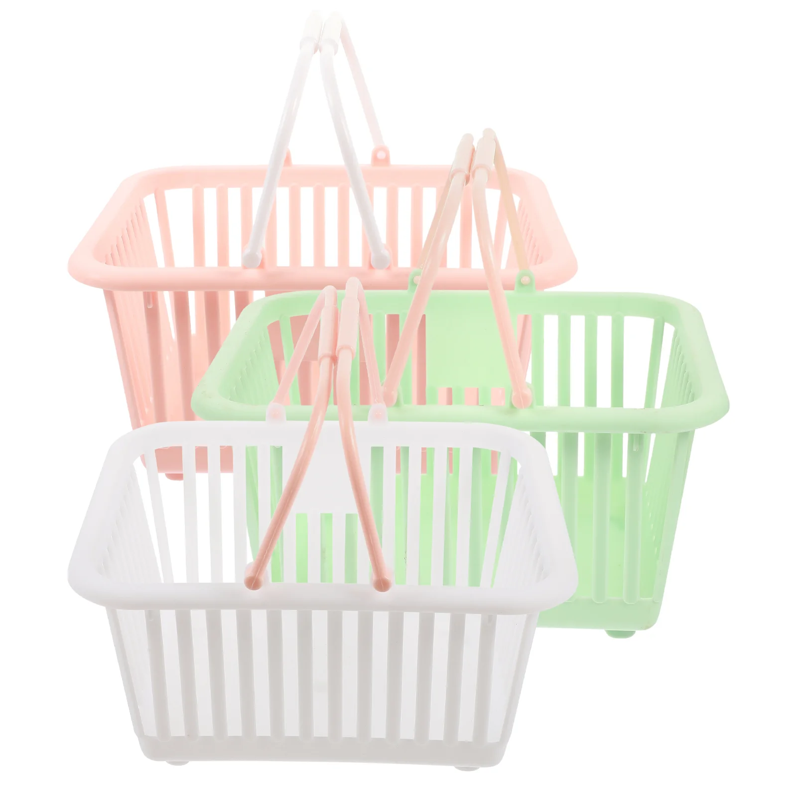 3 Pcs Portable Hamper Bath Basket The Tote Bag Small Baskets with Handles Fruit Pink